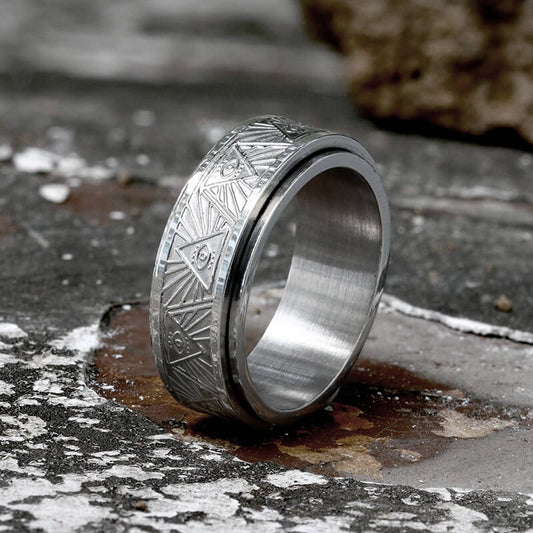 Masonic Eye Of Providence Stainless Steel Spinner Ring