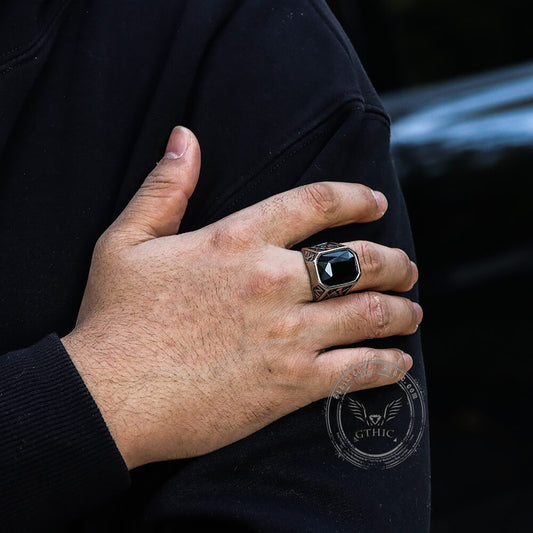 Masonic Gemstone Stainless Steel Ring