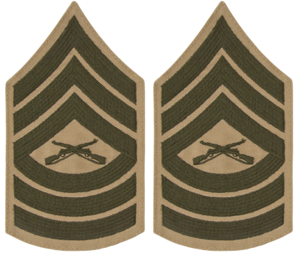 USMC Chevrons - GREEN on KHAKI