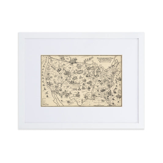 Bootleggers American Illustrated Prohibition Map Framed Print