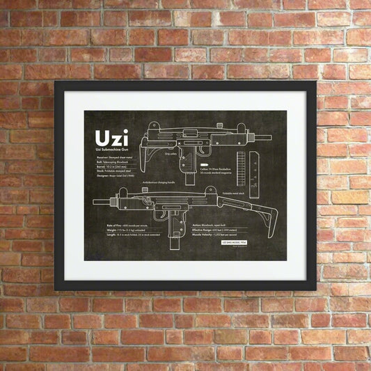 Uzi Schematics Framed Print