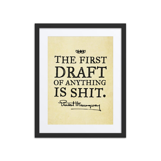 Hemingway The First Draft Framed Print