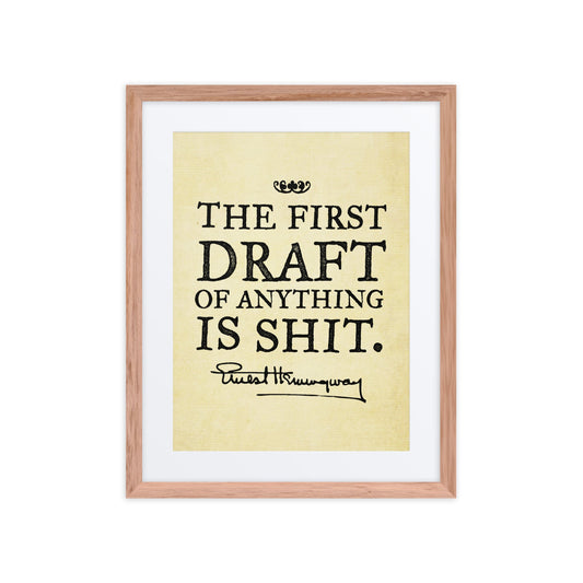 Hemingway The First Draft Framed Print