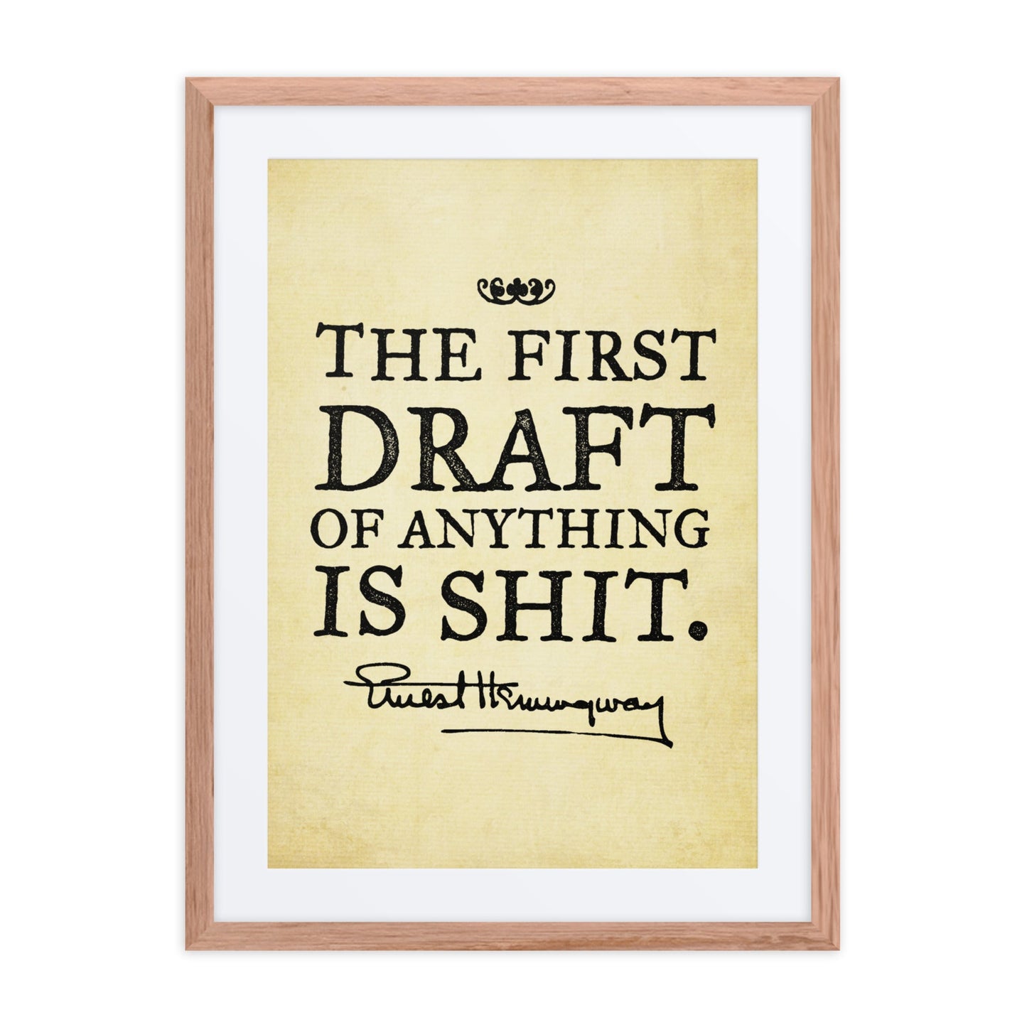 Hemingway The First Draft Framed Print