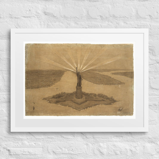 The Statue of Liberty Bartholdi Presentation Drawing Framed Matted Print