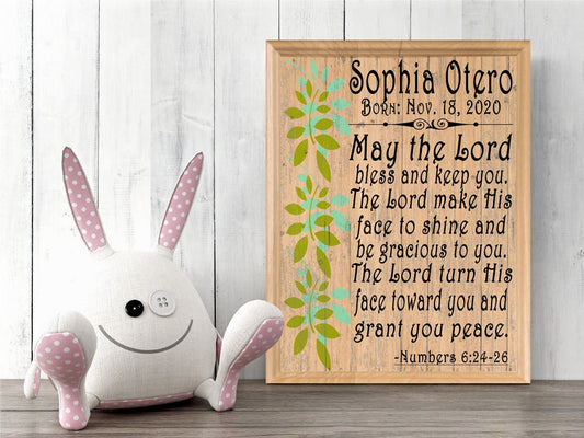 May The Lord Bless & Keep You Plaque PERSONALIZED Baptism Gift for Boy or Girl