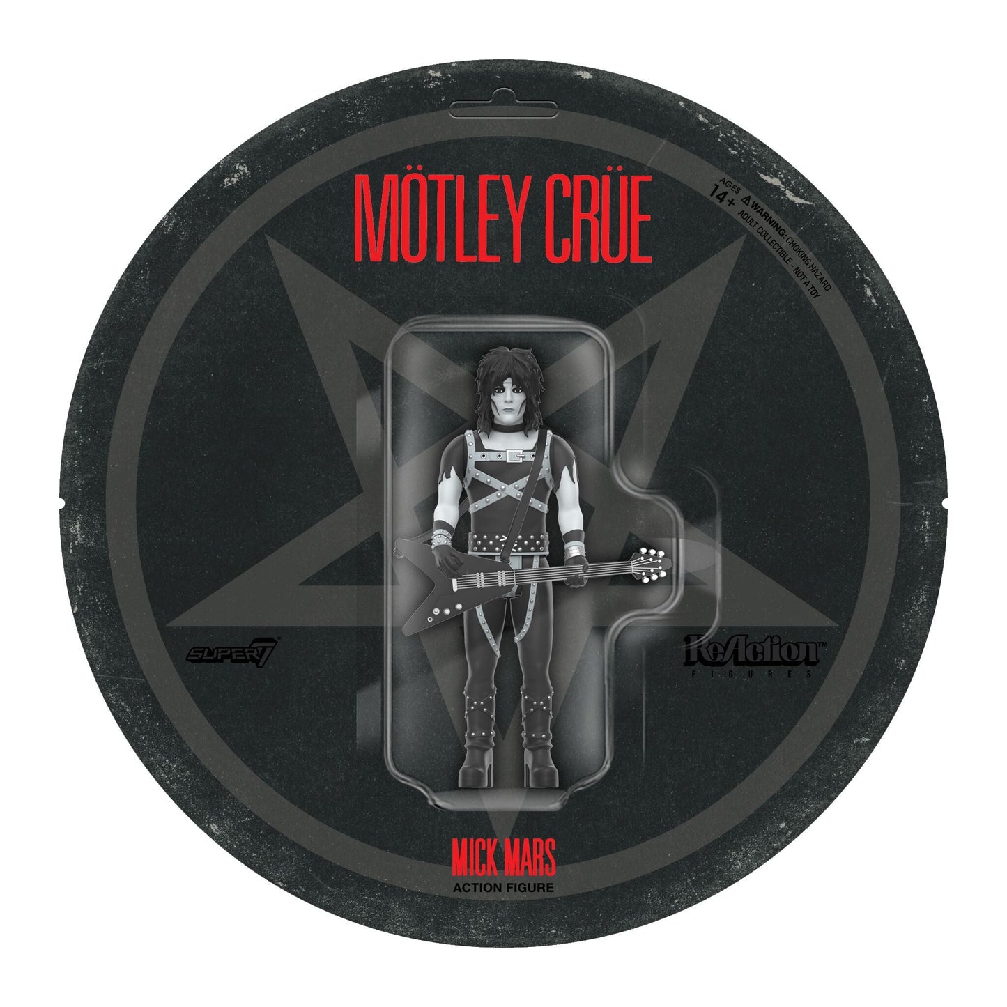 Super7 x Mötley Crüe - Mick Mars, Nikki Sixx, Tommy Lee & Vince Neil (Shout At The Devil B&W) ReAction Figures