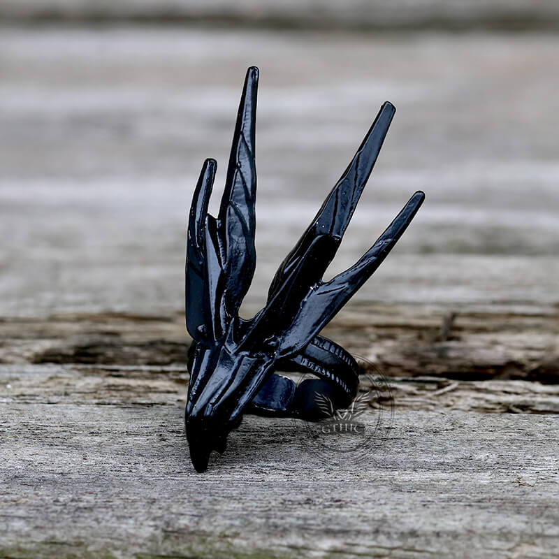 Mecha Swallow Alloy Adjustable Gothic Ring