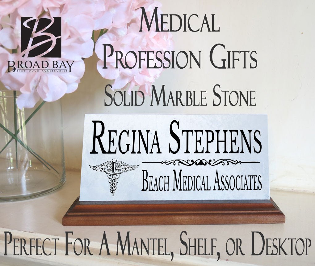 Personalized Medical Desk Nameplate – Custom Marble Plaque