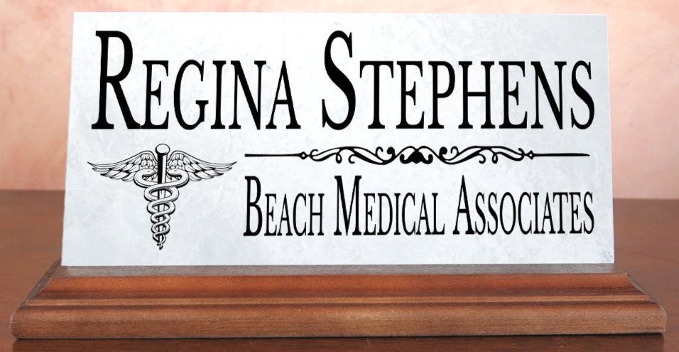 Personalized Medical Desk Nameplate – Custom Marble Plaque