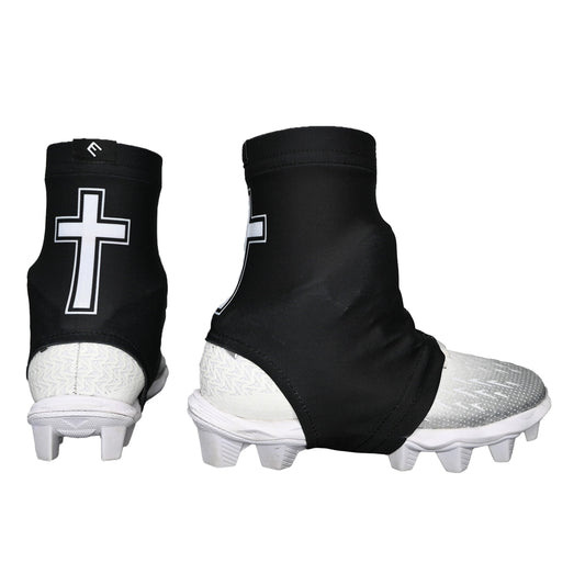 Faith Cross Black Cleat Covers (Spats)