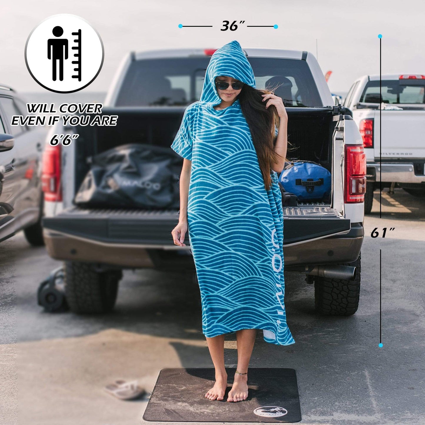 Malo'o Mehana Changing Poncho – Quick-Dry Surf Poncho & Hooded Towel for Beach & Water Adventures
