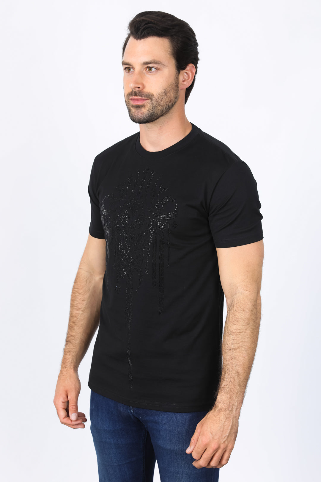 Mens Modern Fit Stretch Crystals T-Shirt