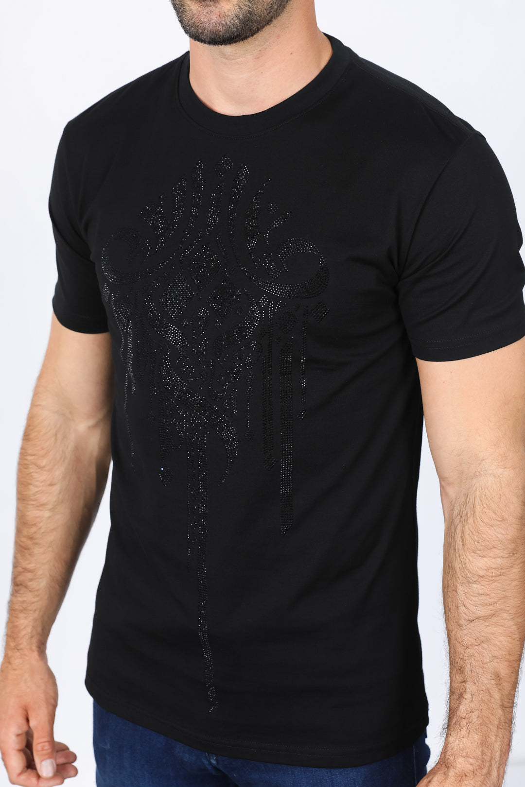 Mens Modern Fit Stretch Crystals T-Shirt