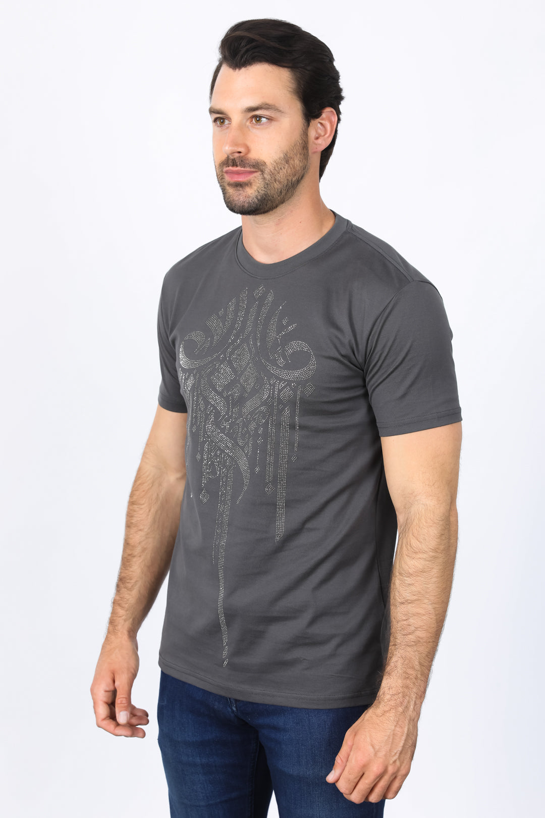 Mens Modern Fit Stretch Crystals T-Shirt