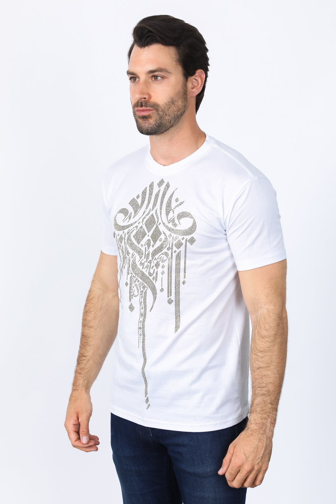 Mens Modern Fit Stretch Crystals T-Shirt