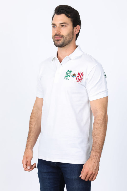 Mens Modern Fit Stretch MEXICO Embroidery Polo
