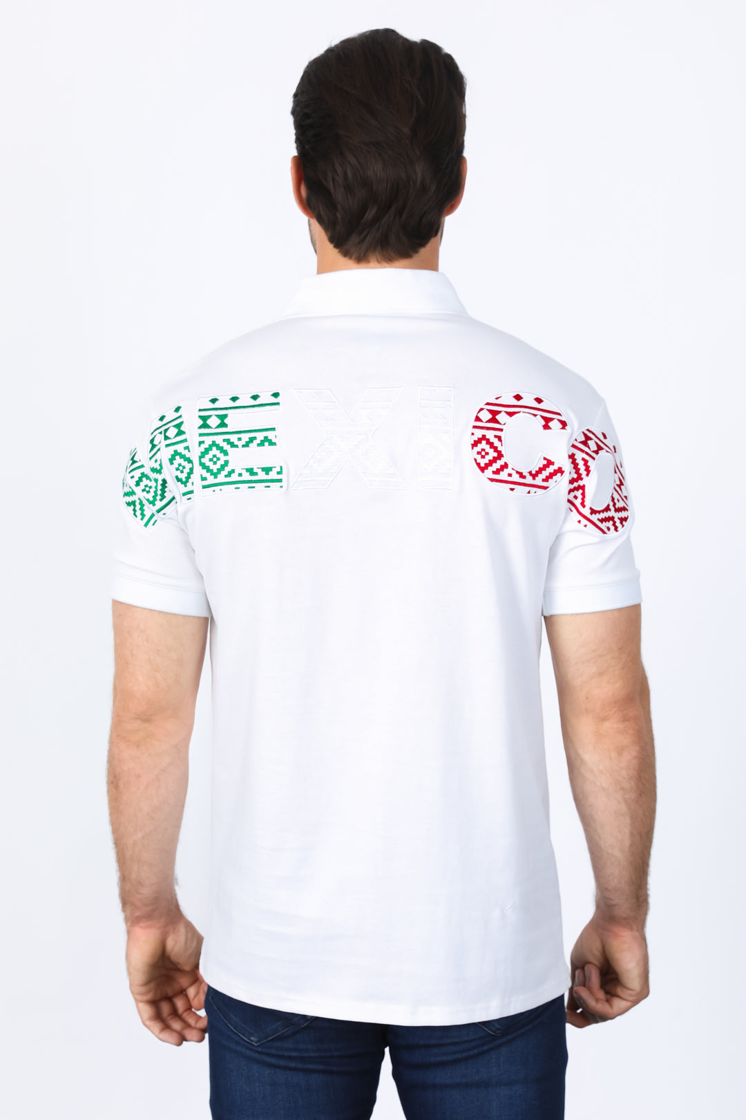 Mens Modern Fit Stretch MEXICO Embroidery Polo
