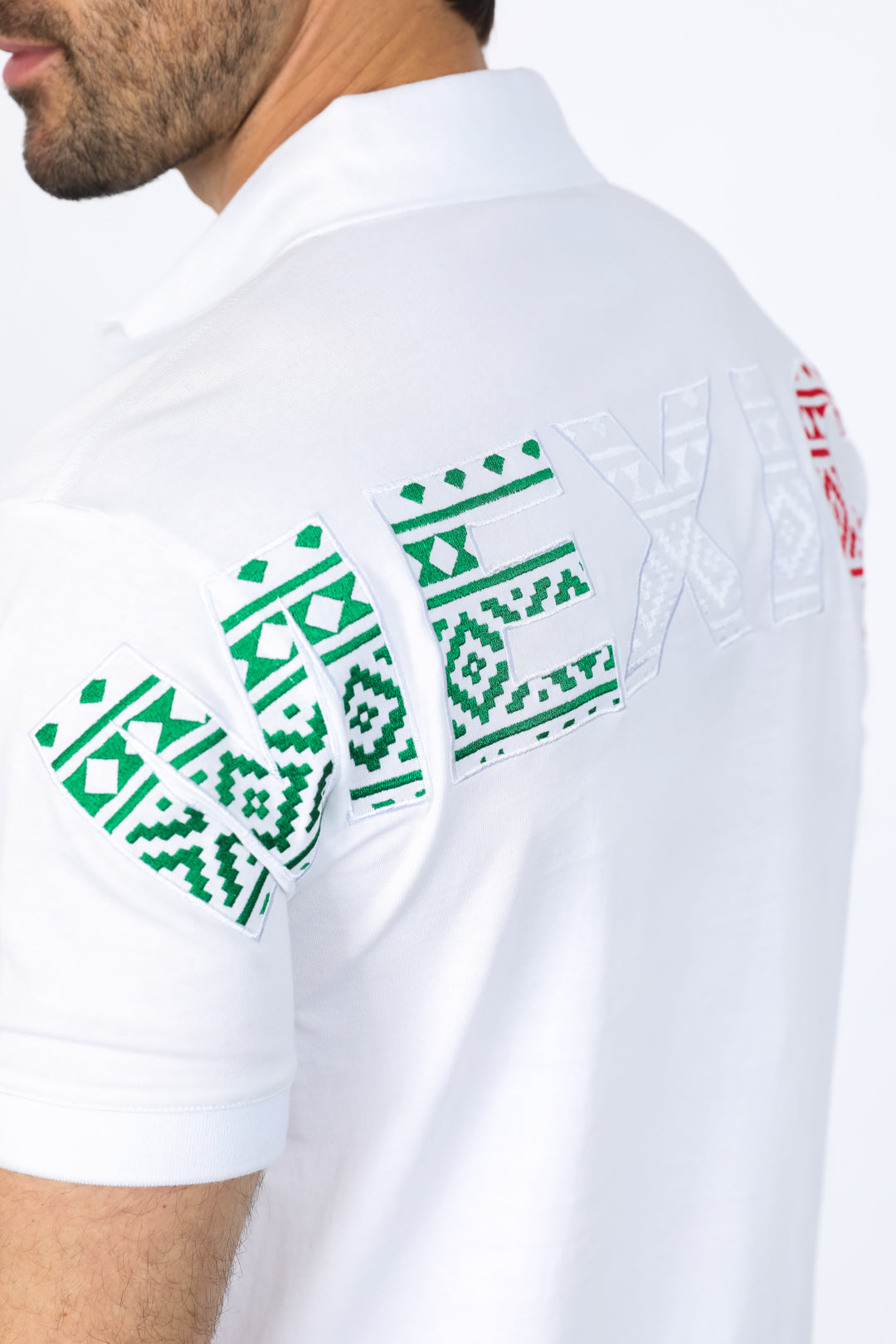 Mens Modern Fit Stretch MEXICO Embroidery Polo