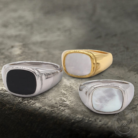 Square Shell Stainless Steel Minimalism Ring