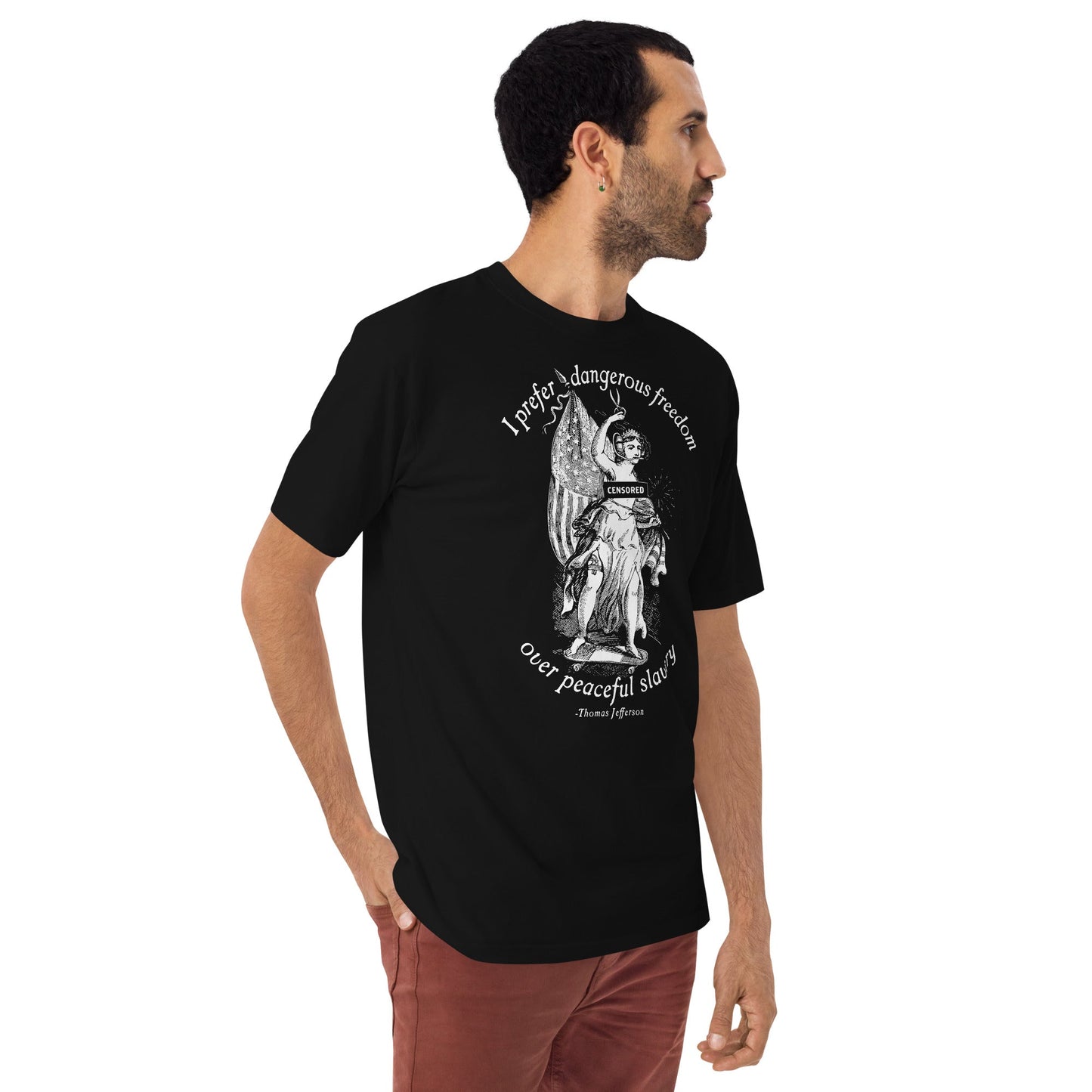 I Prefer Dangerous Freedom Jefferson Quote Men’s Heavyweight T-shirt