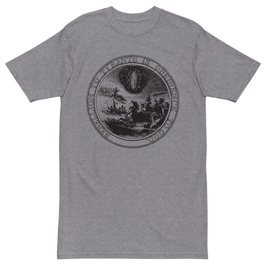 Rebellion to Tyrants is Obedience To God Franklin Motto Men’s Heavyweight Tee