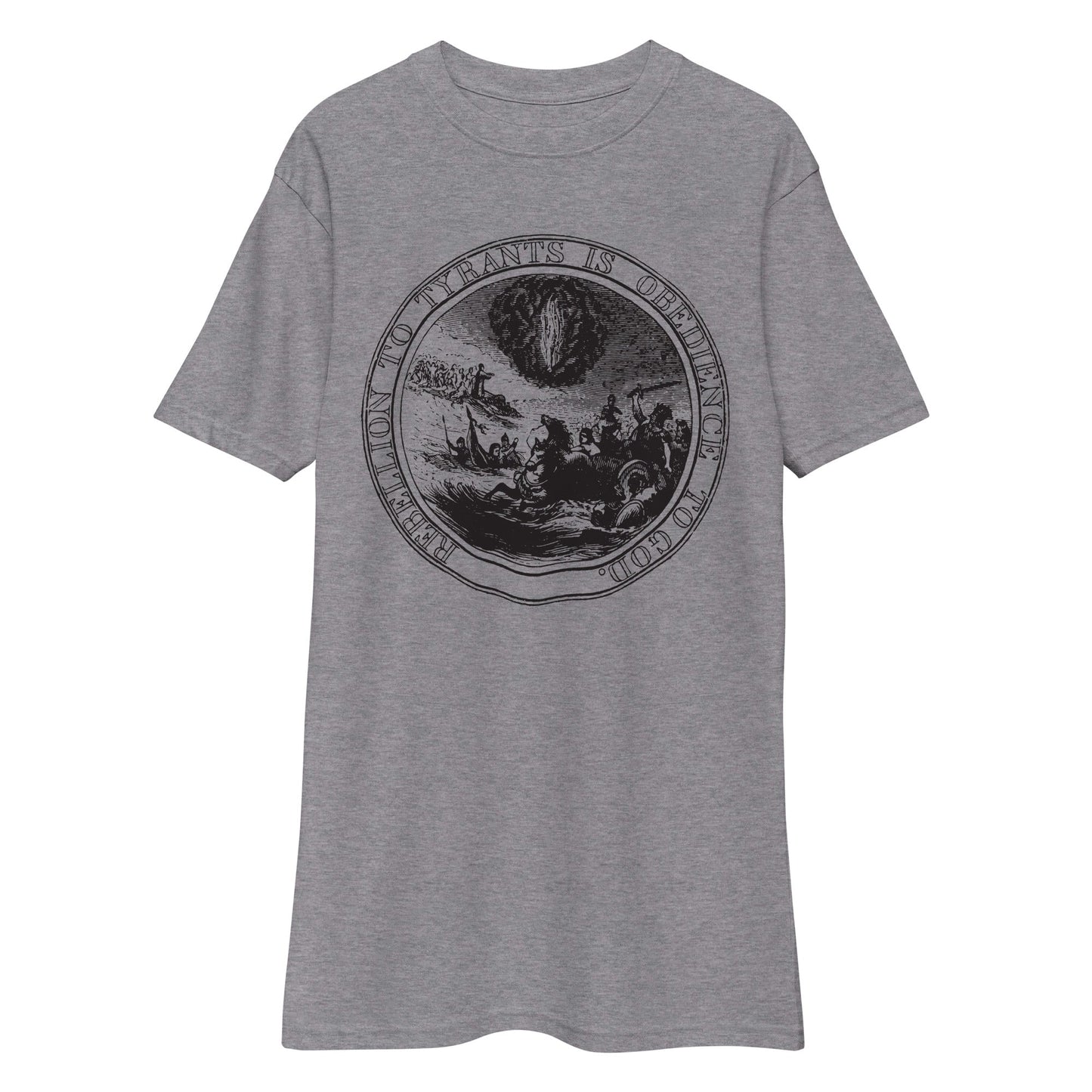 Rebellion to Tyrants is Obedience To God Franklin Motto Men’s Heavyweight Tee