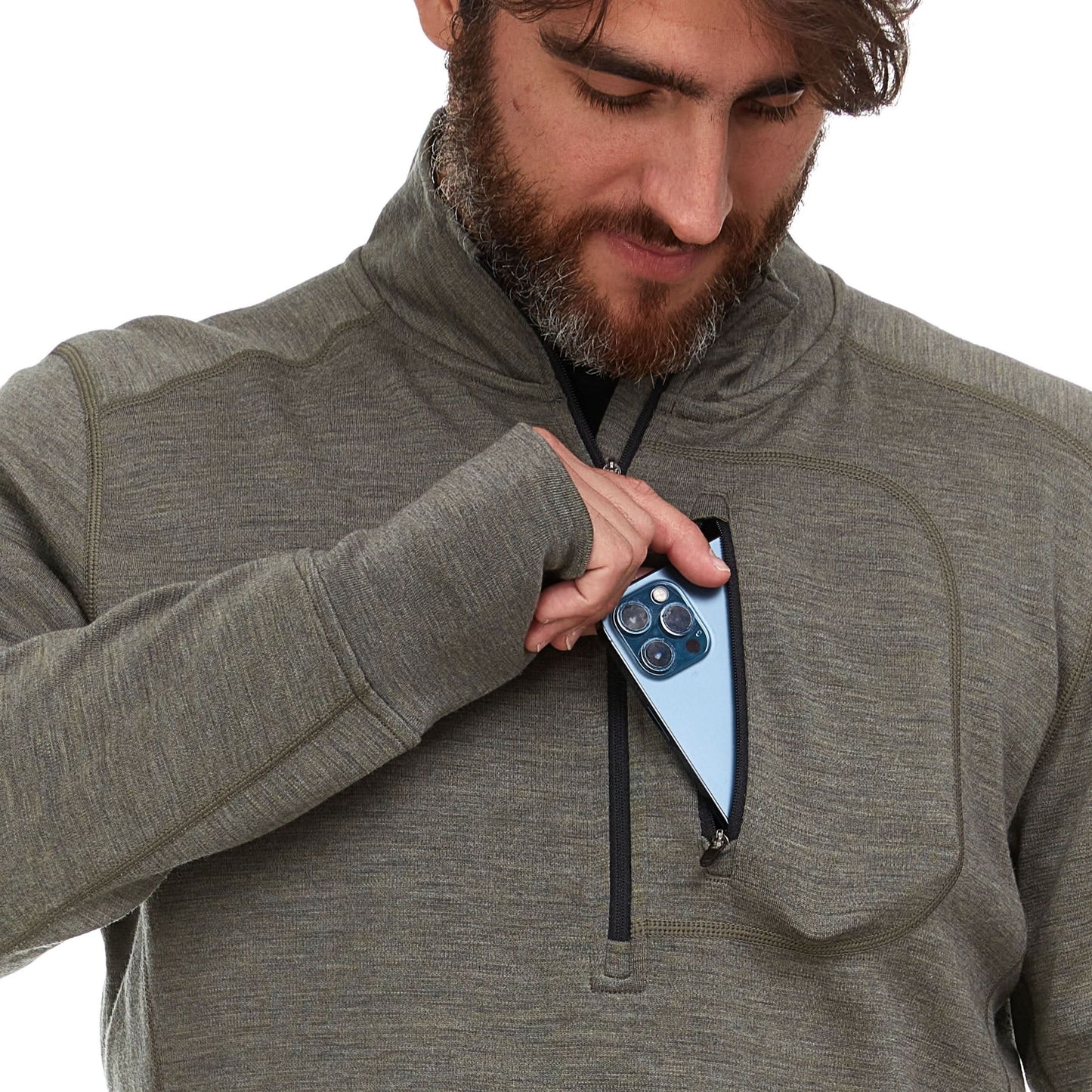 Heavyweight Men's Wool 1/4 Zip - 100% Merino Wool