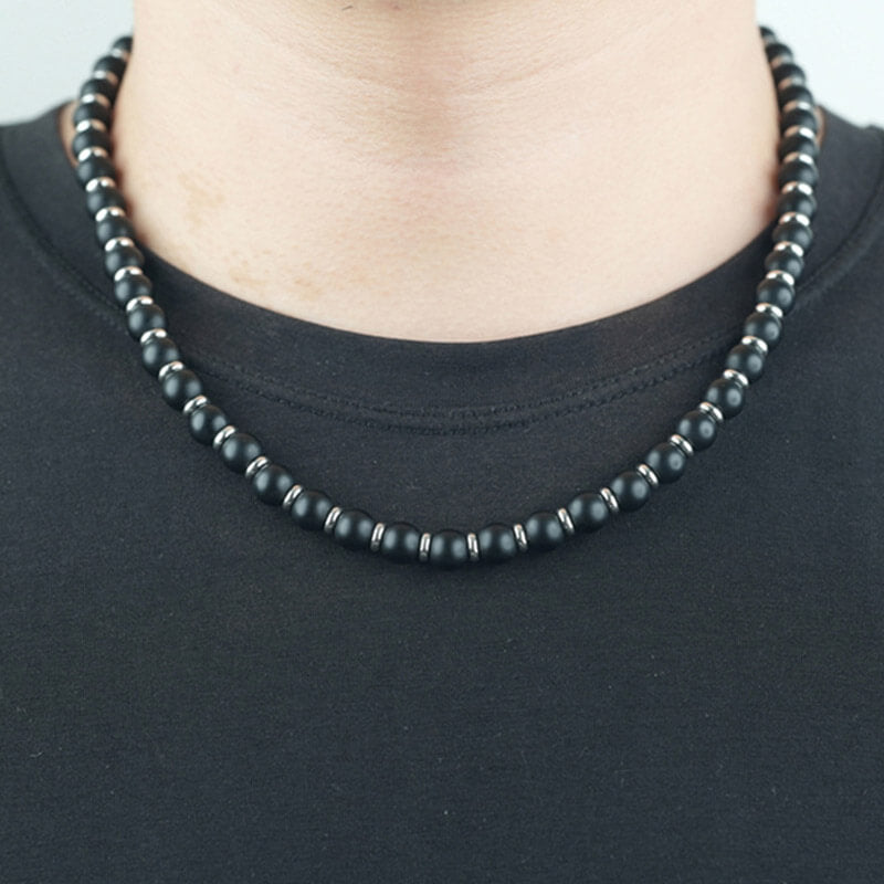 Men’s Vintage Stone Beaded Necklace