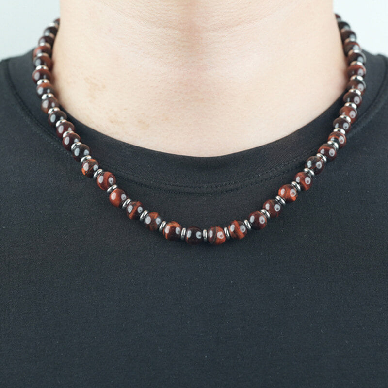 Men’s Vintage Stone Beaded Necklace
