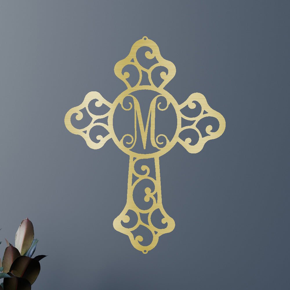 Initial Cross Personalized Gifts - Custom Metal Sign