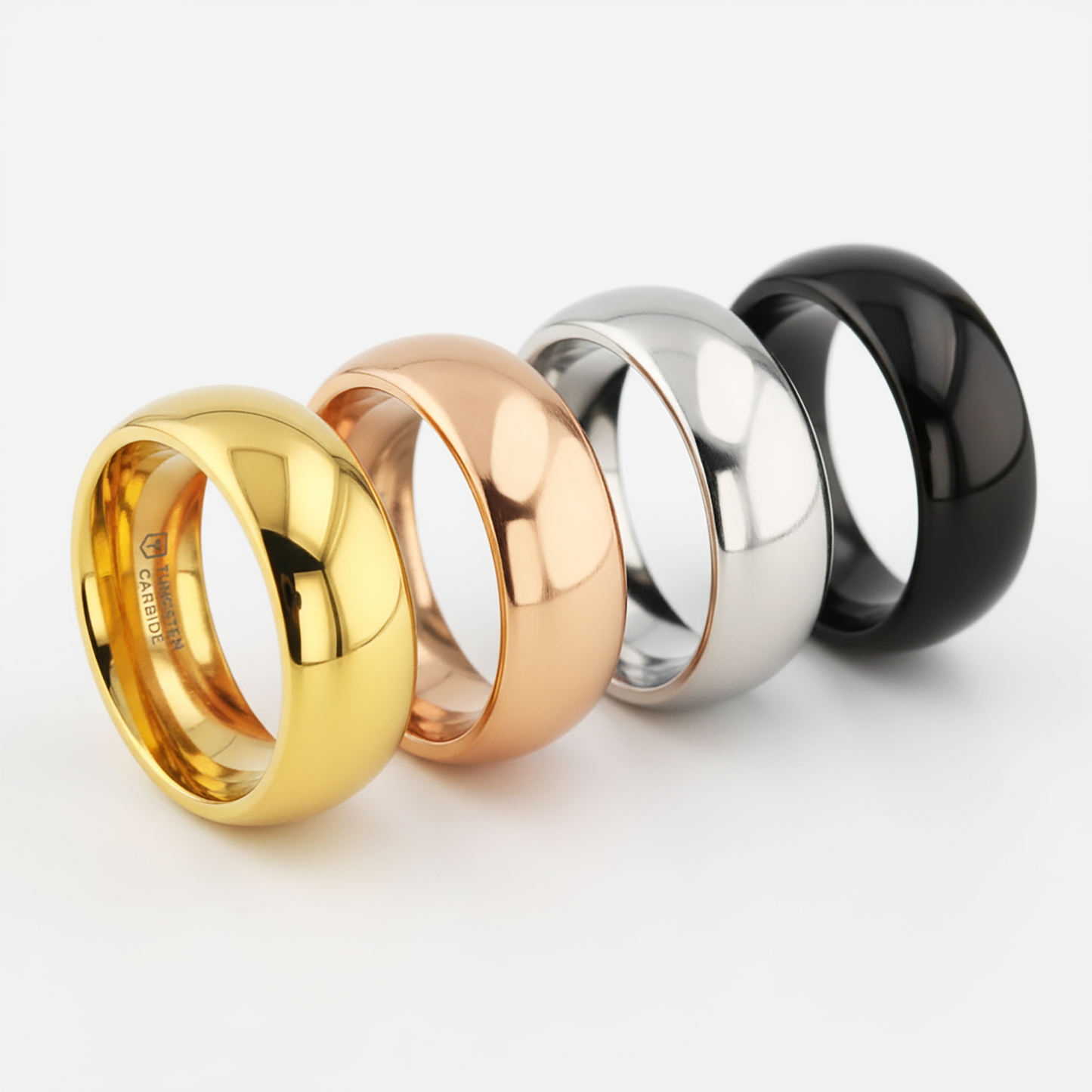 ORO Traditional Domed Gold-Plated Tungsten Carbide Wedding Ring, 4mm–10mm