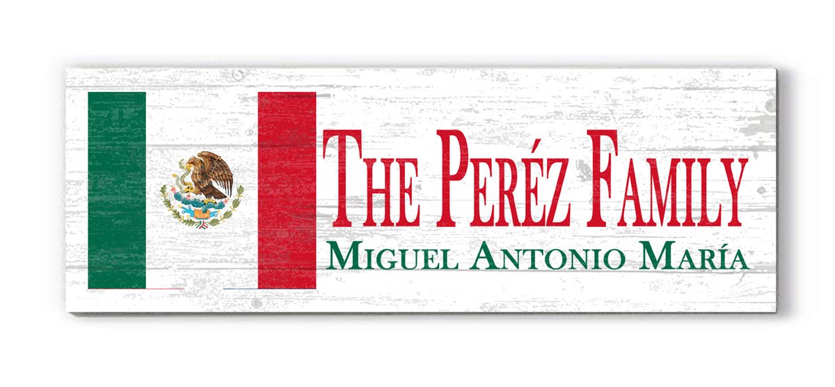 Mexican Flag Sign Personalized Wooden Family Name Sign