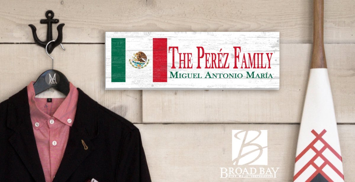 Mexican Flag Sign Personalized Wooden Family Name Sign