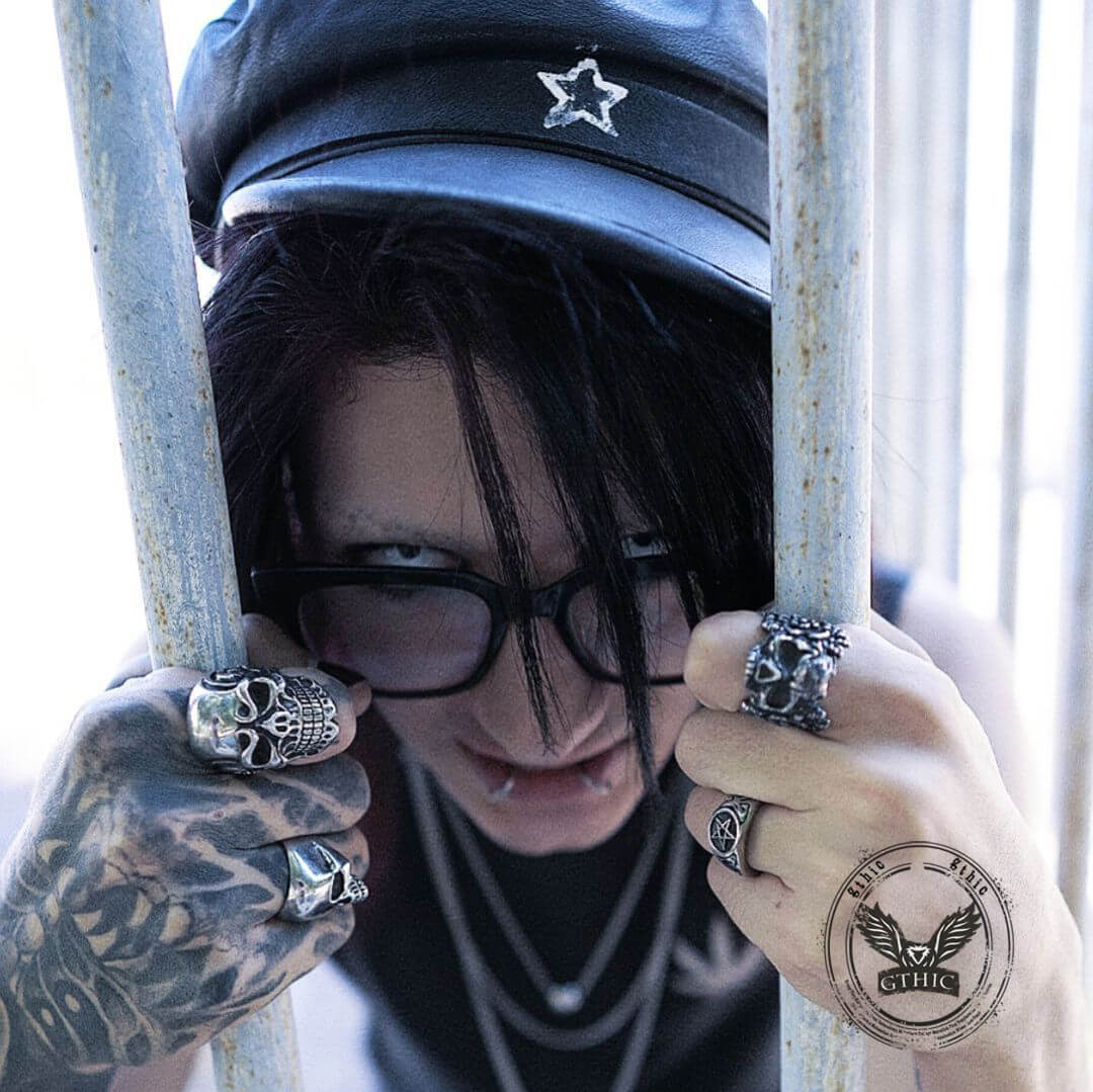 Mexican Flower Stainless Steel Sugar Skull Ring