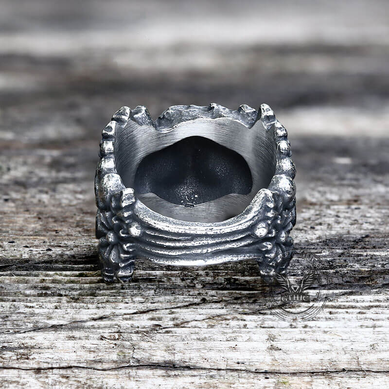 Mexican Flower Stainless Steel Sugar Skull Ring