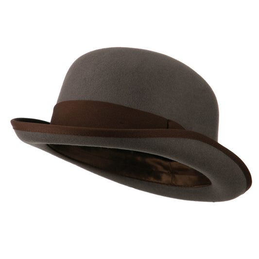 Men's Felt Bowler Hat with Ribbon Trim