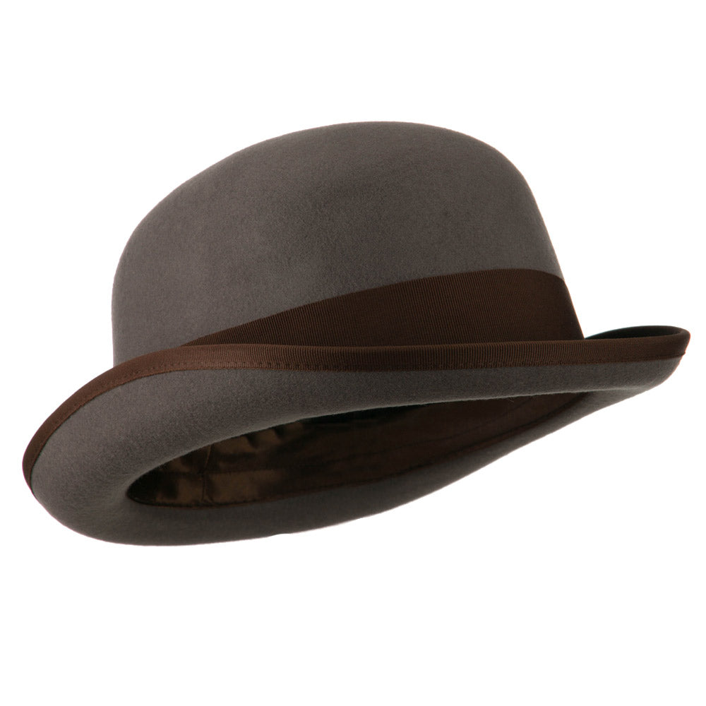 Men's Felt Bowler Hat with Ribbon Trim