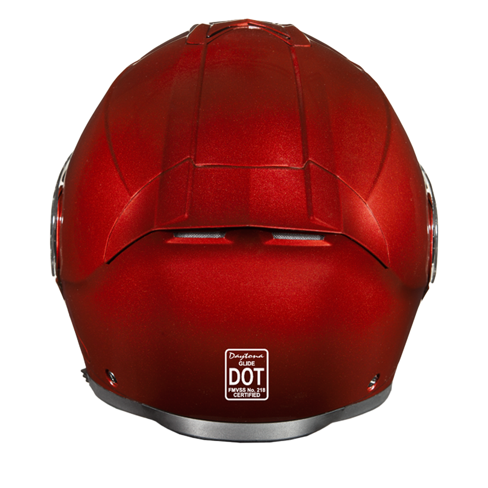Daytona Glide Modular Motorcycle Helmet - DOT Approved, Bluetooth Ready, Dual Visor, Men/Women/Youth - Black Cherry