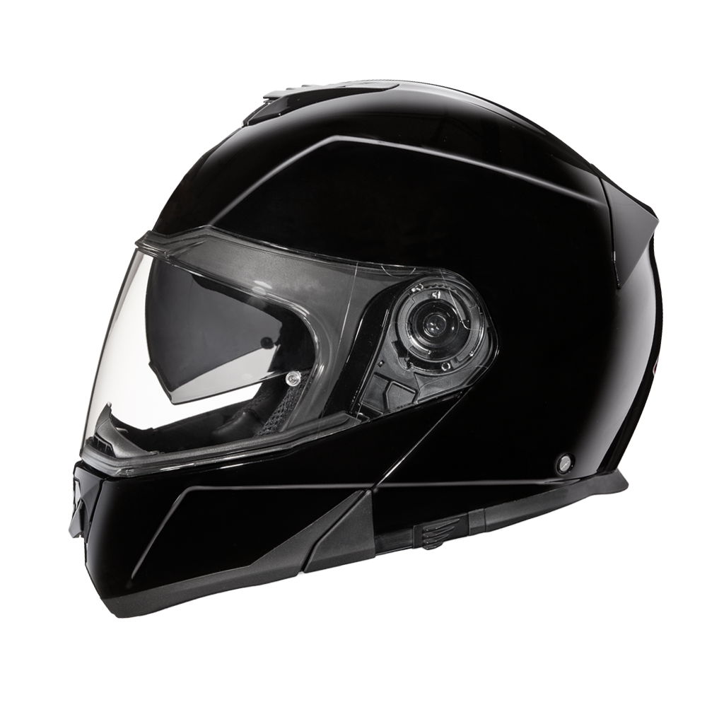 Daytona Glide Modular Motorcycle Helmet - DOT Approved, Bluetooth Ready, Dual Visor, Men/Women/Youth - Hi-Gloss Black