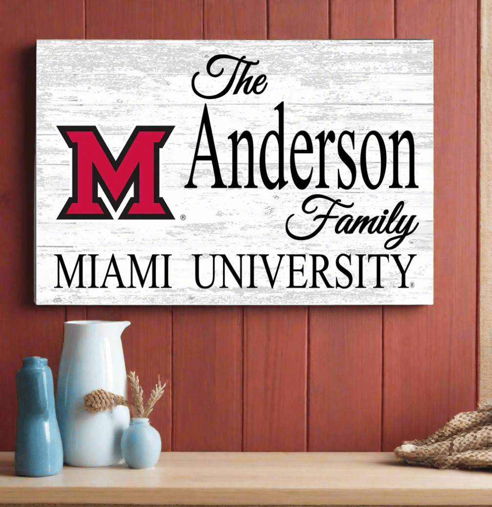Miami University Personalized Family Name Sign – Custom RedHawks Wood Plaque