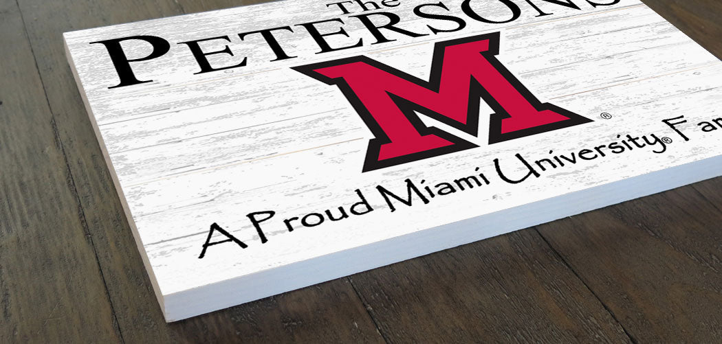 Miami University Personalized Family Name Sign – Custom RedHawks Wood Plaque