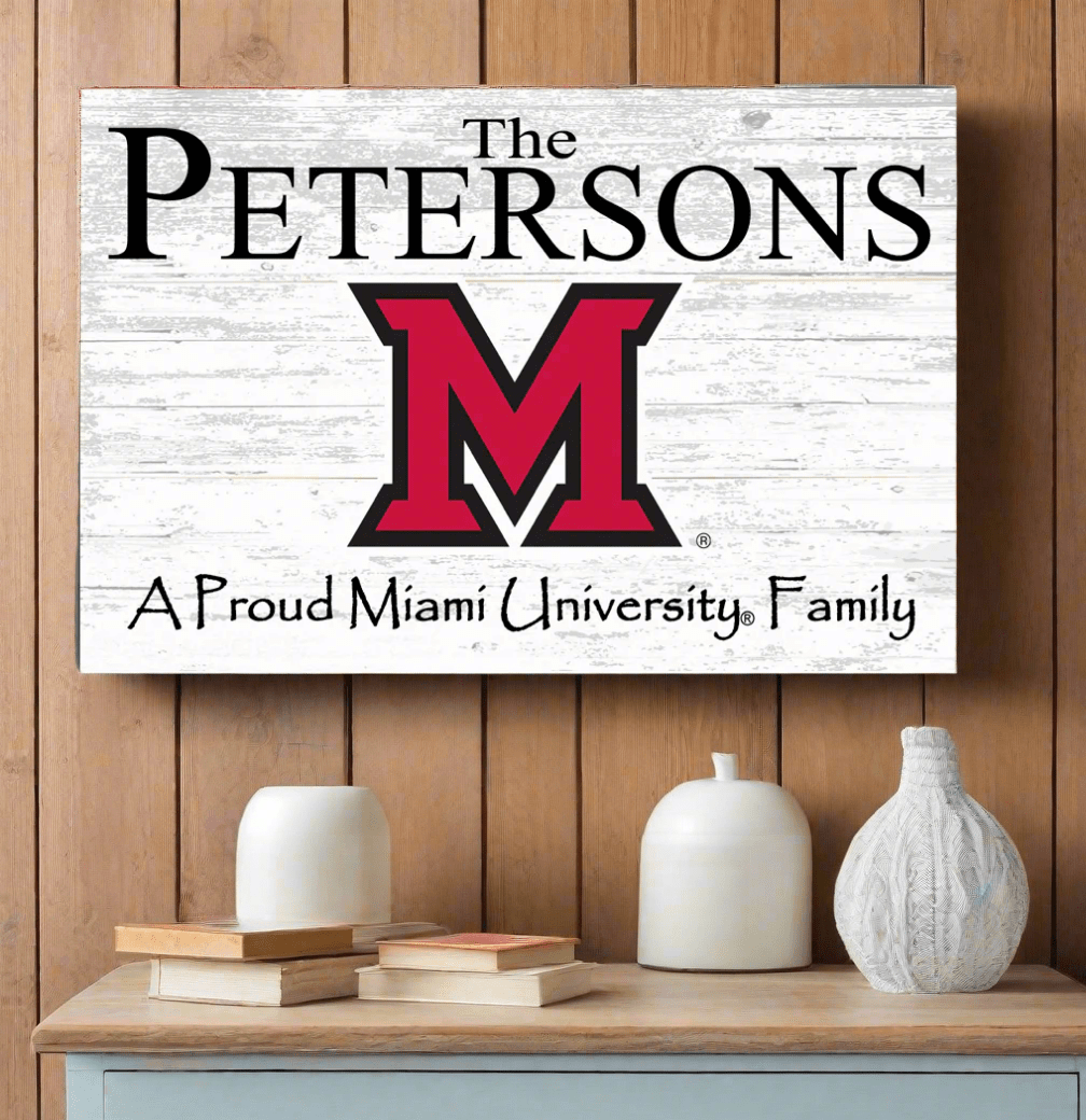 Miami University Personalized Family Name Sign – Custom RedHawks Wood Plaque