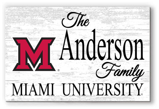 Miami University Personalized Family Name Sign – Custom RedHawks Wood Plaque