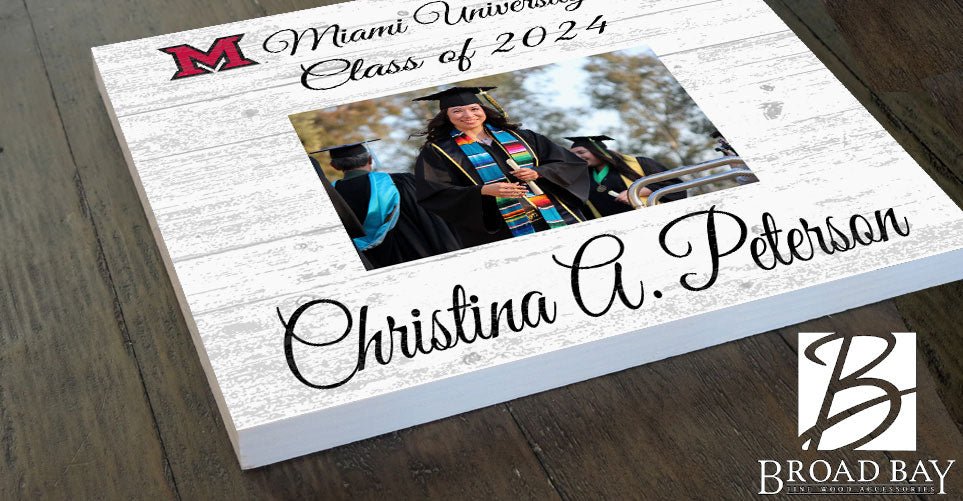 Miami University Graduation or Class Year Picture Frame Plaque - Custom - Upload Your Photo, Name & Class Year – 10.5"x10.5"