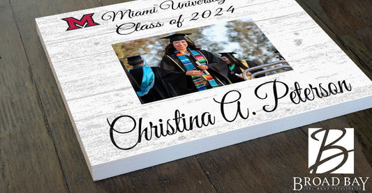 Miami University Graduation or Class Year Picture Frame Plaque - Custom - Upload Your Photo, Name & Class Year – 10.5"x10.5"