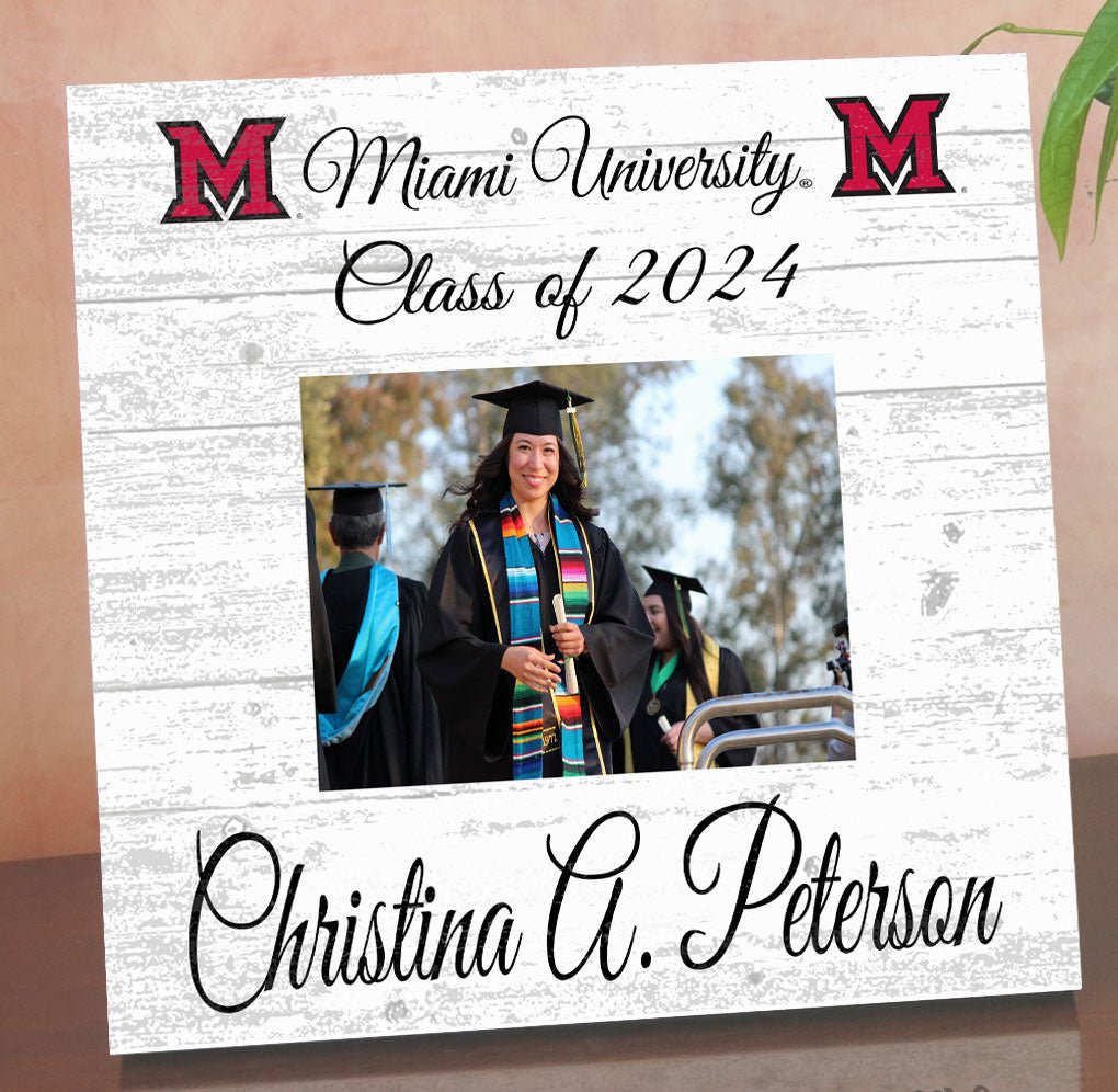 Miami University Graduation or Class Year Picture Frame Plaque - Custom - Upload Your Photo, Name & Class Year – 10.5"x10.5"