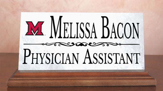 Miami University Desk Nameplate – Custom Marble Name Sign with Title