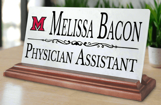 Miami University Desk Nameplate – Custom Marble Name Sign with Title