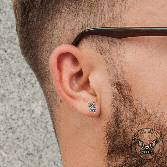 Middle Finger Ghost Hand Stainless Steel Ear Stud